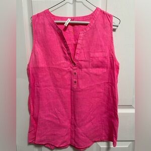 Lilly Pulitzer Women's Pink Sleeveless Top 100%Linen